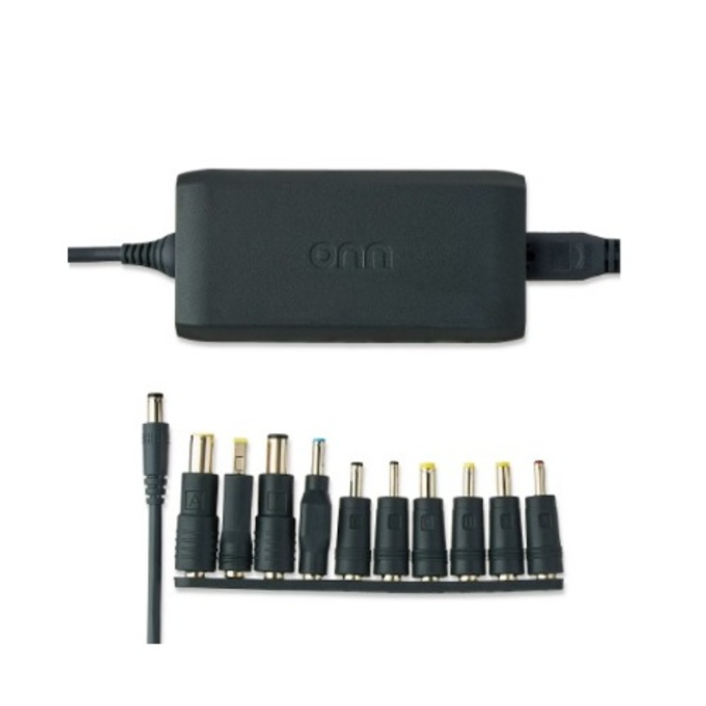 Onn 90W Laptop Charging Adapter Universal Black NEW 10 Interchangeable Tips 10ft
